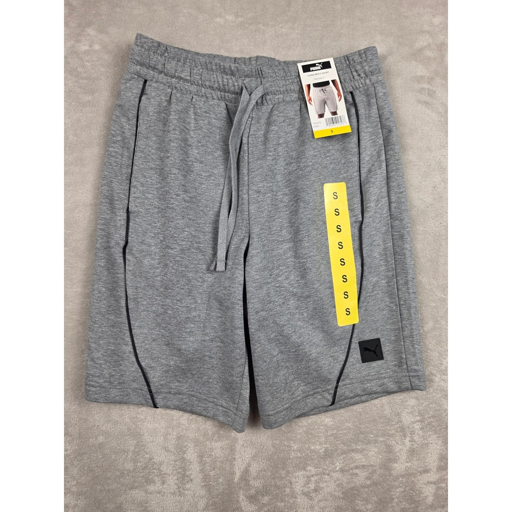 Puma Sweat Shorts‎ Mens Small Gray 9" Inseam Elastic Waist Drawstring Athletic
